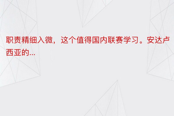 职责精细入微，这个值得国内联赛学习。安达卢西亚的...