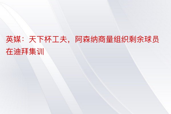 英媒：天下杯工夫，阿森纳商量组织剩余球员在迪拜集训