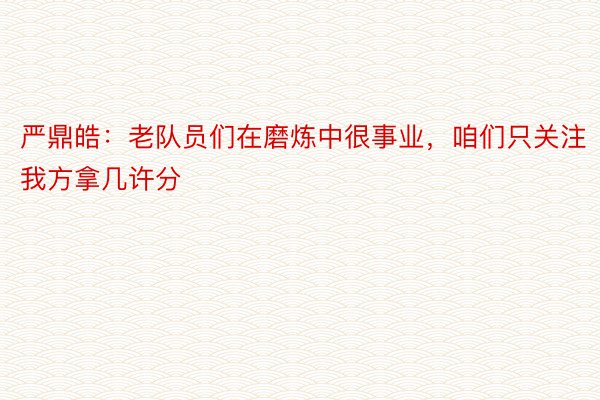 严鼎皓：老队员们在磨炼中很事业，咱们只关注我方拿几许分