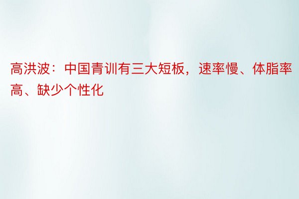 高洪波：中国青训有三大短板，速率慢、体脂率高、缺少个性化